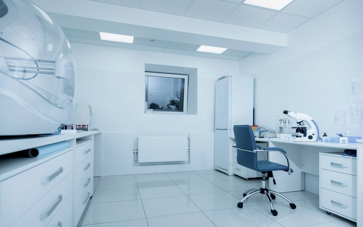 High-technology biochemical laboratory with modern automated chemistry analysers
